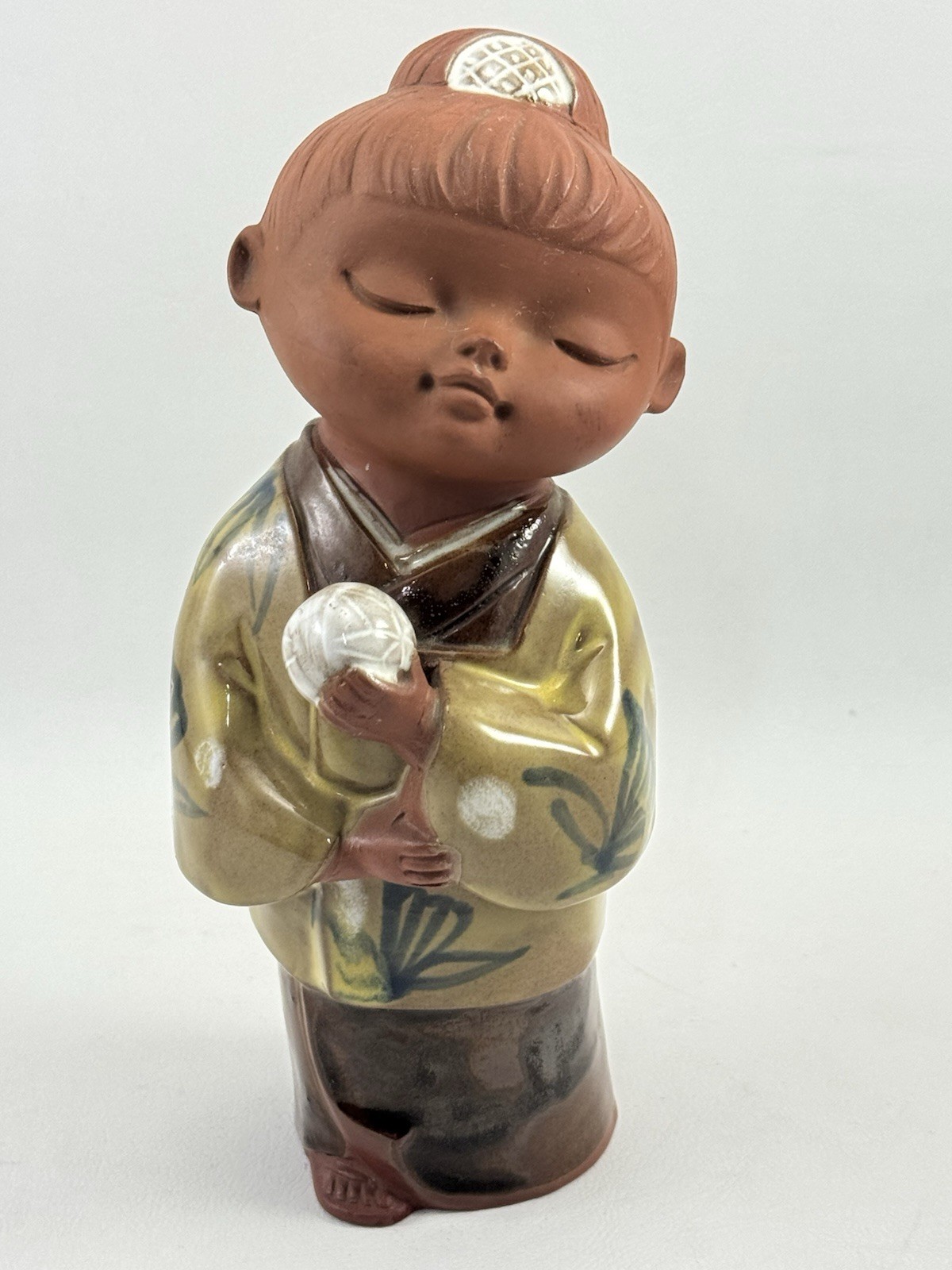 Woman Mid Century Japanese Earthenware Figurine Matte Glaze depicting Figurine