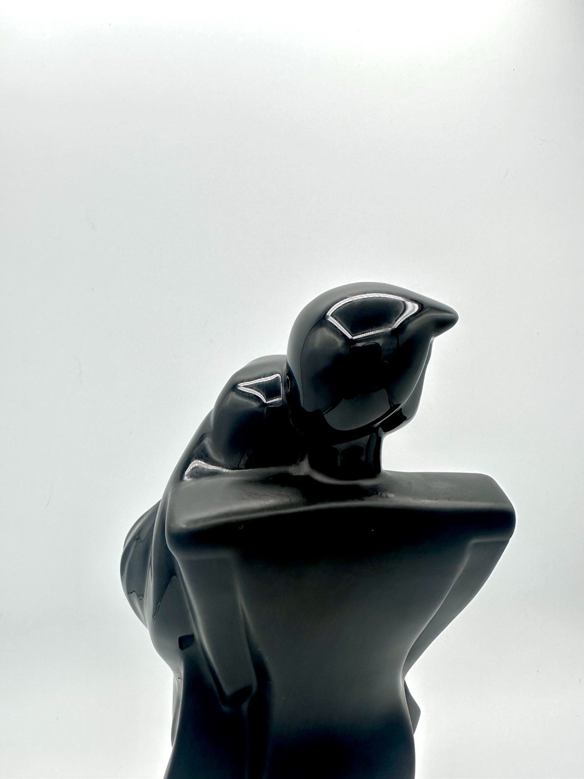 Lindsey B. Style Vintage 1980s Black Art Deco Porcelain Statue Romance Couple