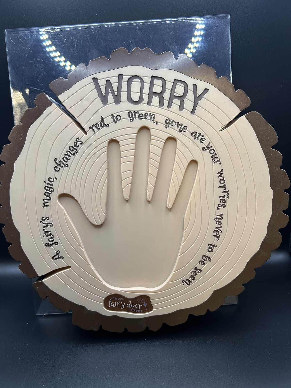 The Irish Fairy Door Company Worry Plaque Light-Up Wall Art Kids Room Decor Red