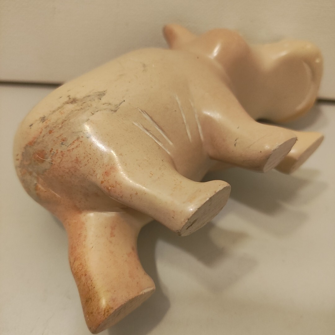 Hand Carved Stone Hippopotamus Vintage 2 3/4″ In Height paperweight Figurine