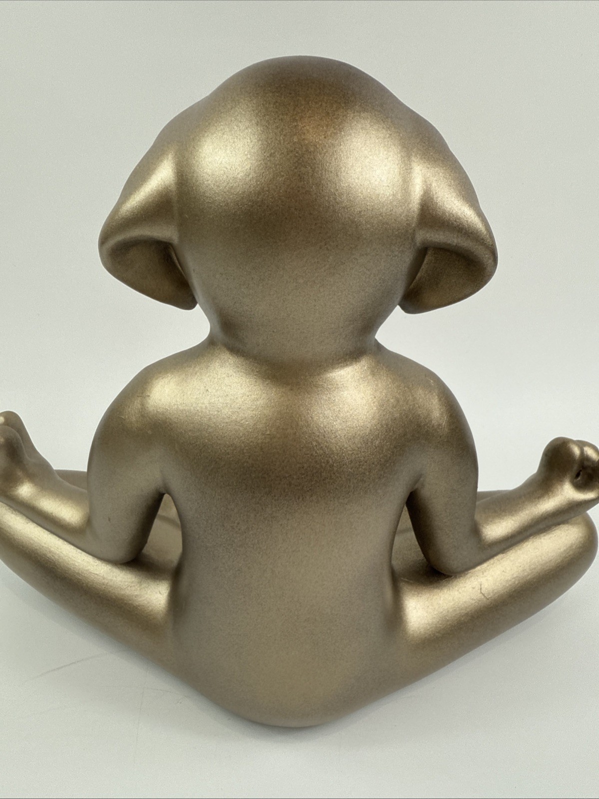 Pier 1 Meditating Zen Dog Art Sculpture Ceramic Yoga Gold Statue Figurine Lotus