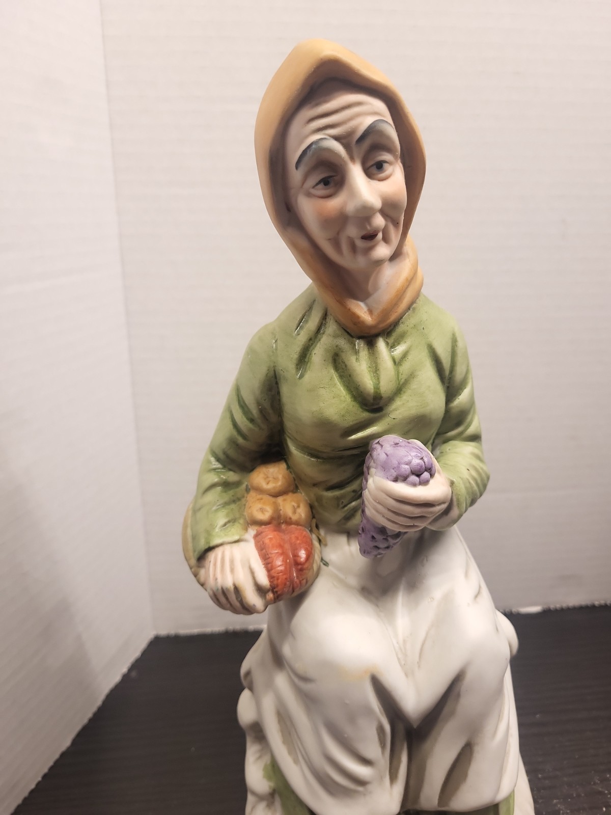 Retro Seated Old Lady With Grapes Marquise Collection Porcelain Figure