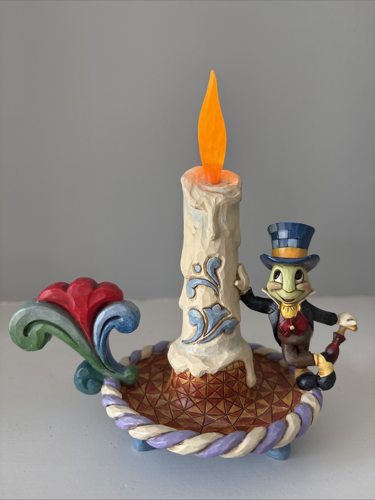 Jim Shore Disney Pinocchio Jiminy Cricket Candle “A Guiding Light” 7”H x 6.5”W