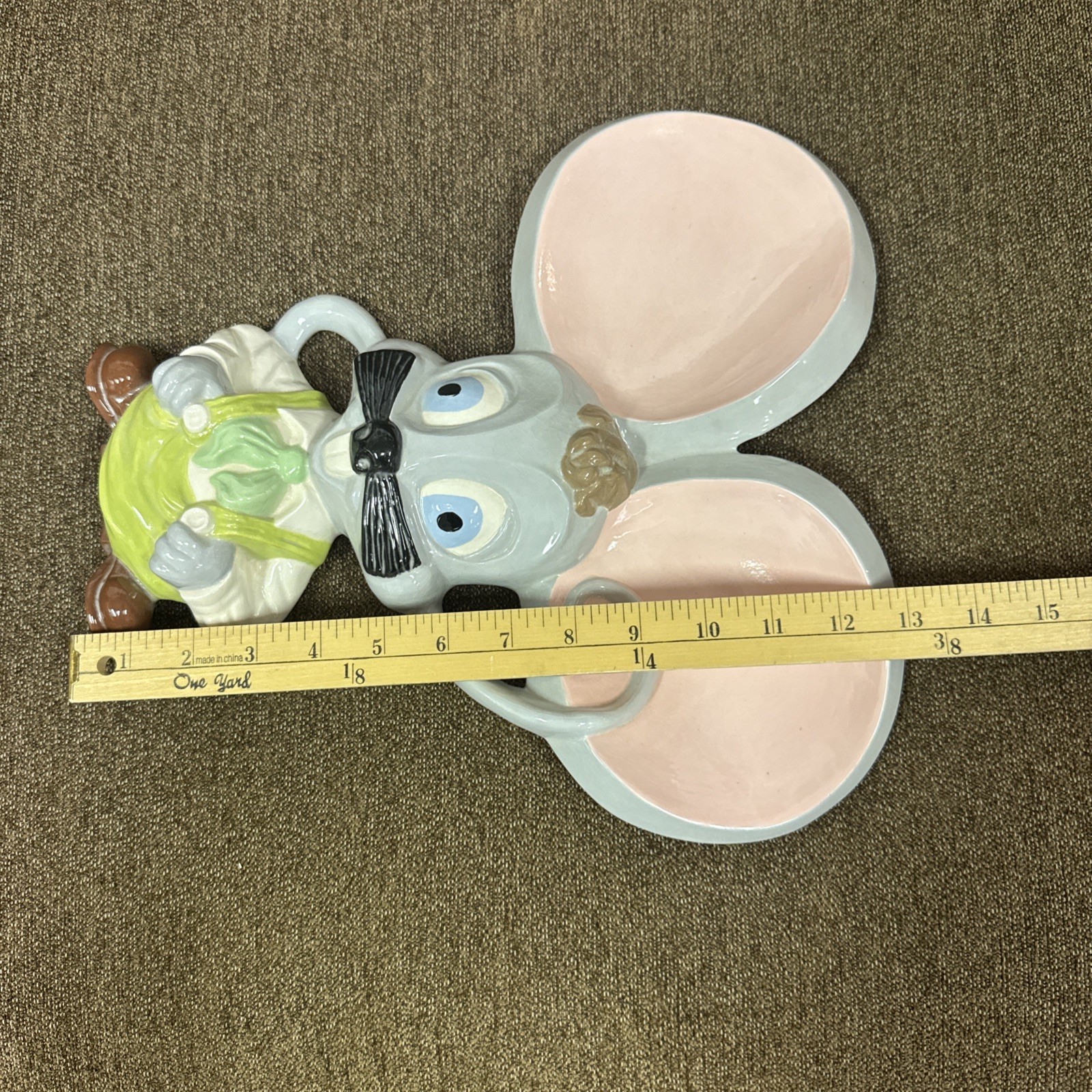Vtg 70s large 3D Hand Painted Ceramic Mouse Wall Décor 12.5″ x 12 3/4″