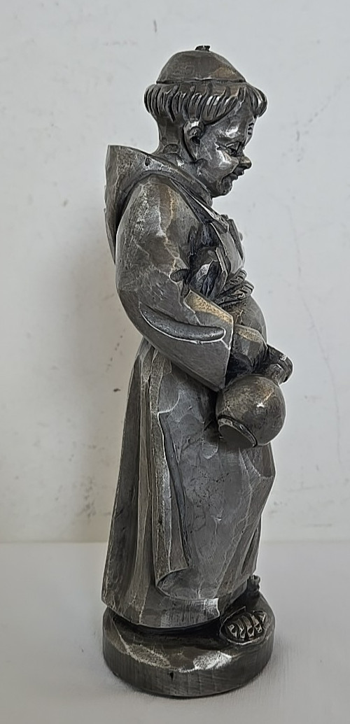 Aluminum Figure Friar Brother Holding a Pitcher Hand Made In Germany 7.75″ tall