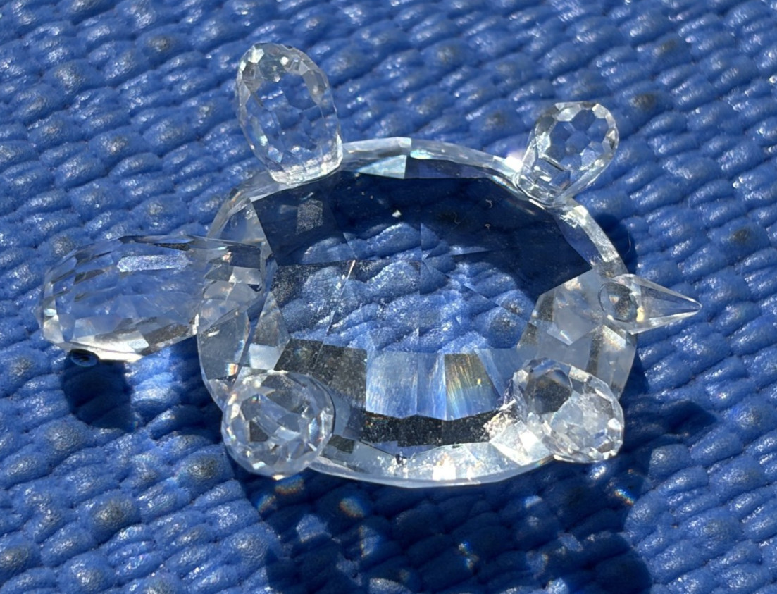 Swarovski Bright Crystal Figurine, Tortoise Turtle, 2″ No Box Insignia etched