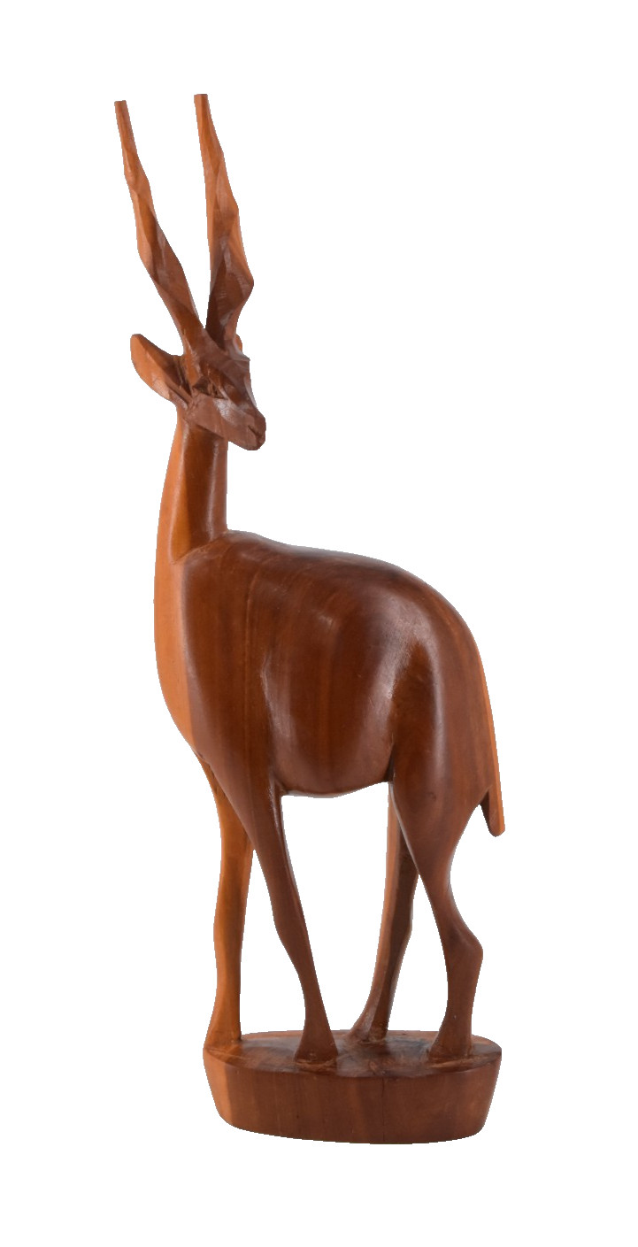 VTG Hand Carved Wooden Antelope Gazelle Deer Kenya Africa Wood Figure 13.75”