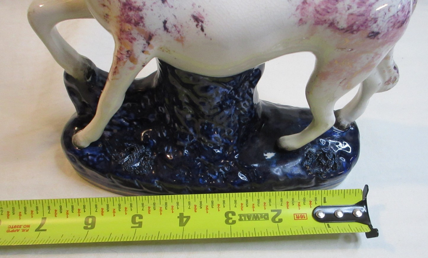 AMAZING~STAFFORSHIRE WARE ENGLAND~WHITE HORSE WITH PURPLE & GOLD ON BLUE BASE~