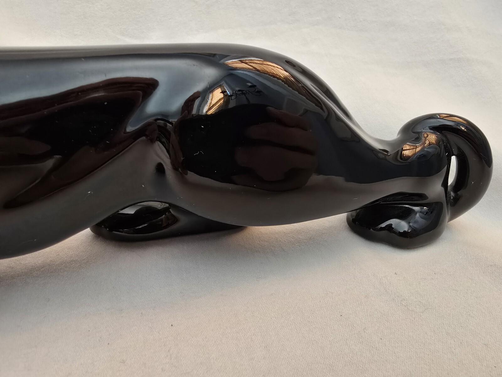 Vintage MCM Stalking 1950s Glossy Black Panther Figurine Statue 13” Royal Haeger