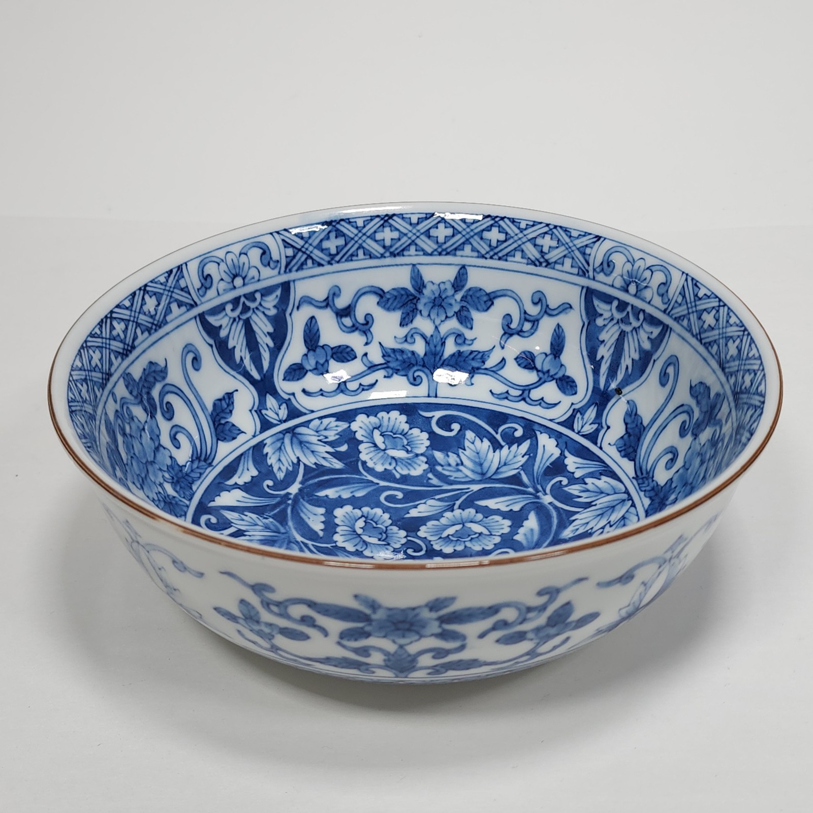 Andrea by Sadek Bowl Blue and White Footed Floral Signed Japan Vintage Porcelain