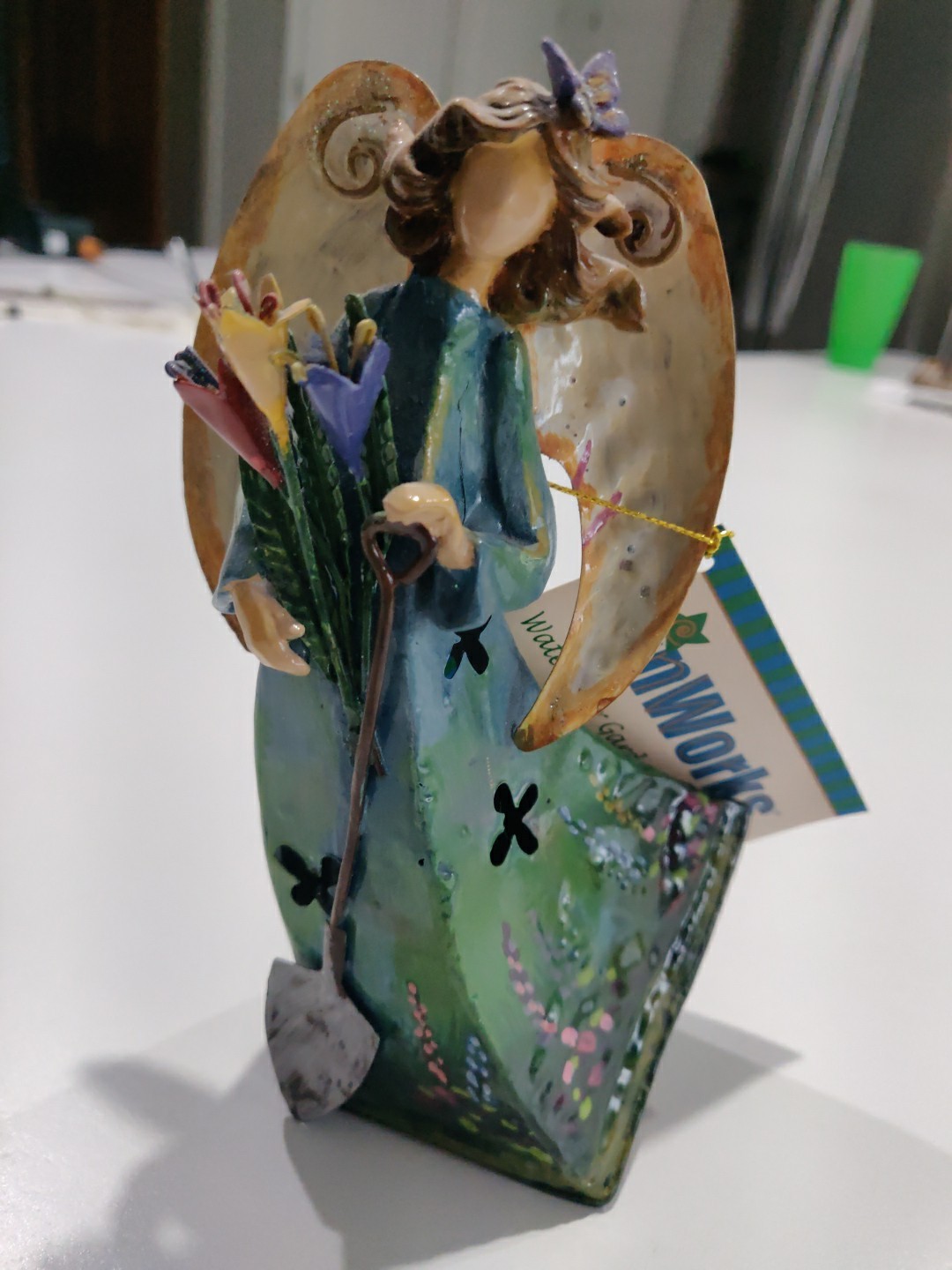 Roman Inc TinWorks Watercolor Garden Collection Metal Angel 6.5″ Figurine – NWT