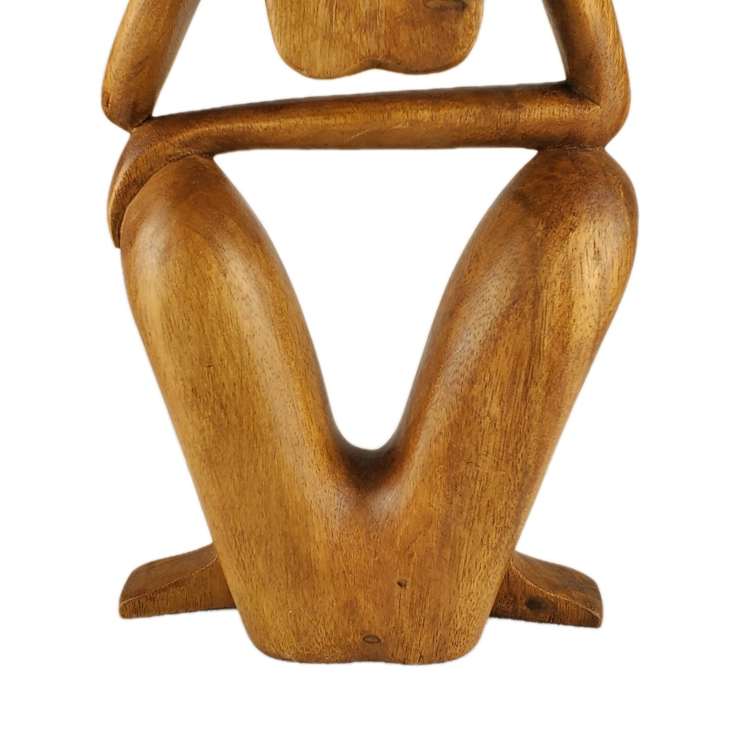 Balinese Suar Wood Thinking Man Sculpture Hand Carved Indonesia Signed WIR