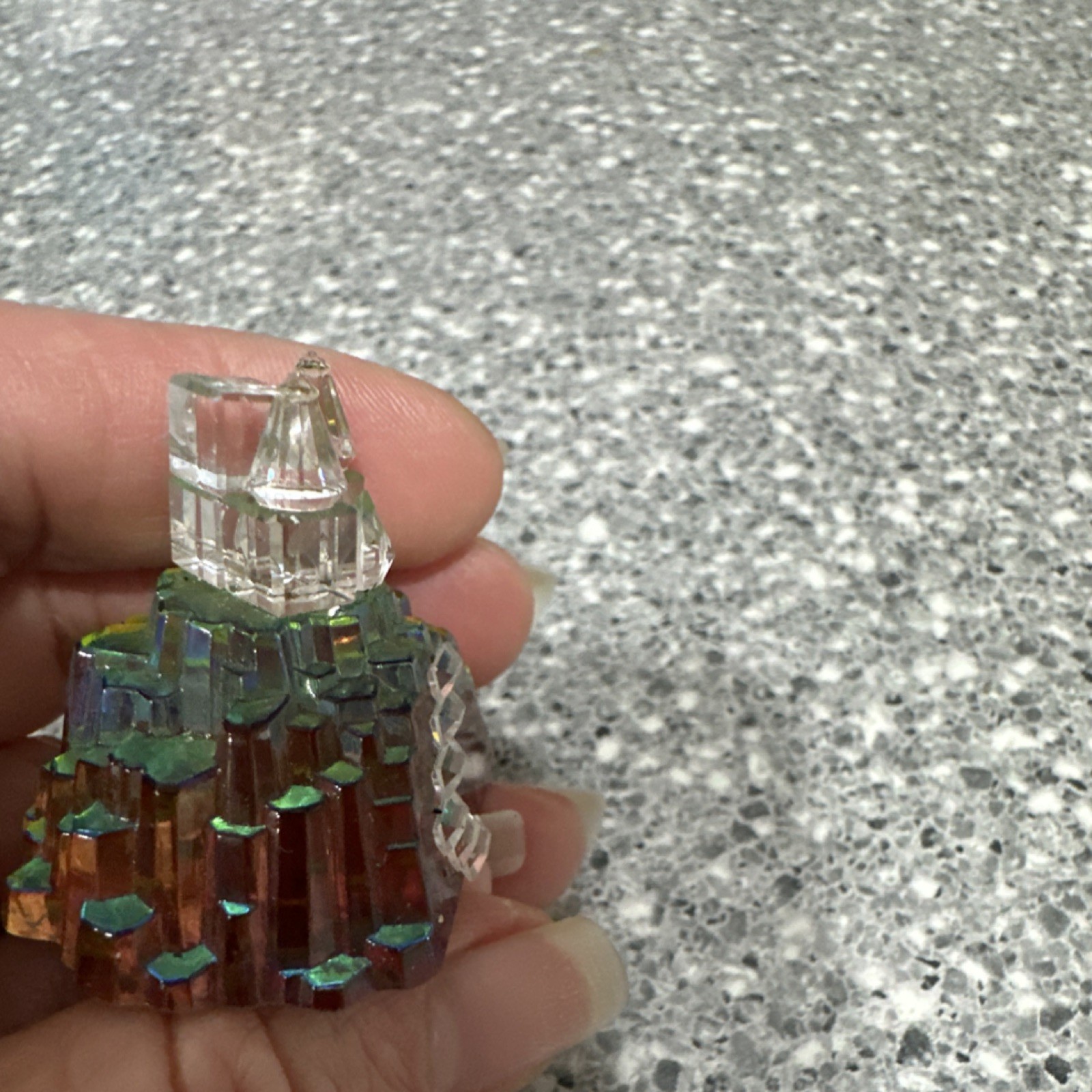 Iridescent Glass Fantasy Castle Figurine with 3D Effect.Swarovski stone.