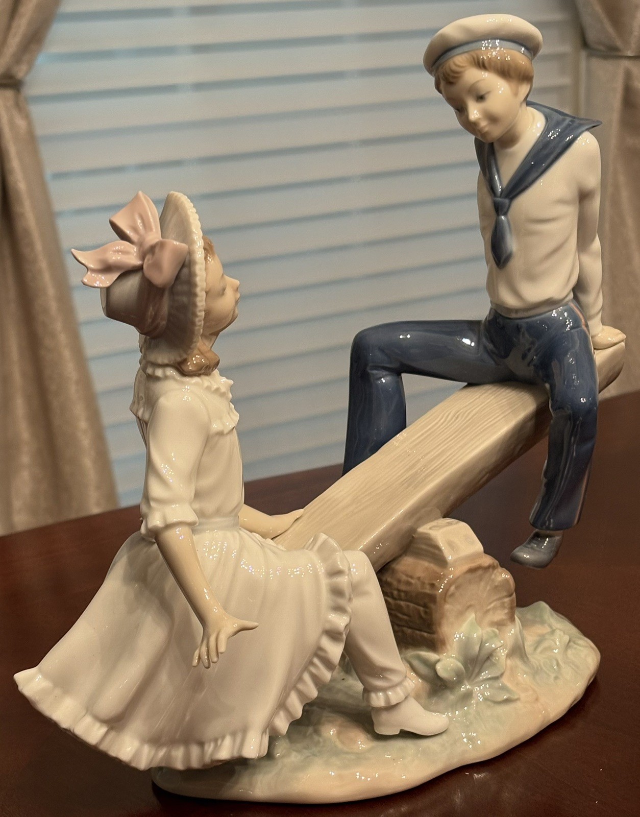 LLADRO Sailor Boy & Girl Seesaw Figurine #1255 Gloss Finish Retired Mint Cond