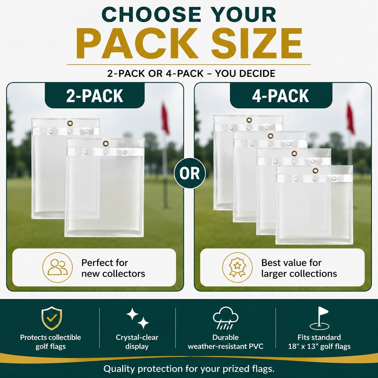 Golf Flag Protector Clear Display Cover 18×13 for Masters & Signed Flags UV Safe