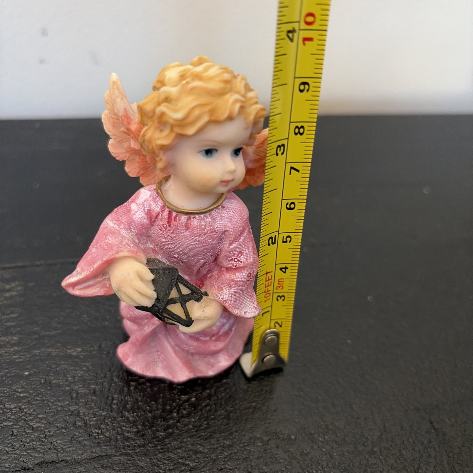 Vintage Ceramic Angel Fairy Figurine Carrying A Lantern Approx 3.5” Tall