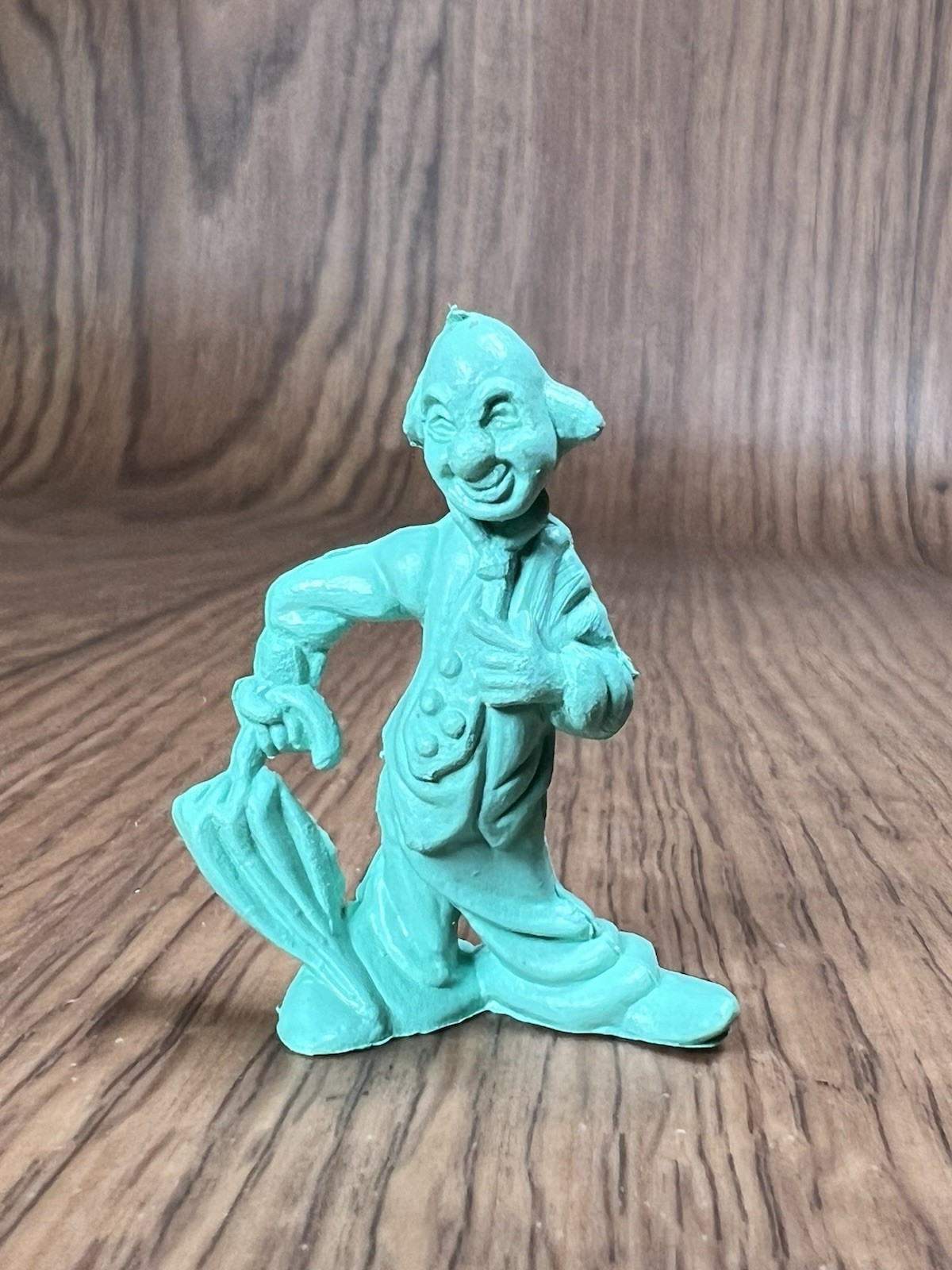 Vintage Justen CLOWN FIGURINE with Umbrella Plastic Figure Hong Kong 1 1/4” Tall