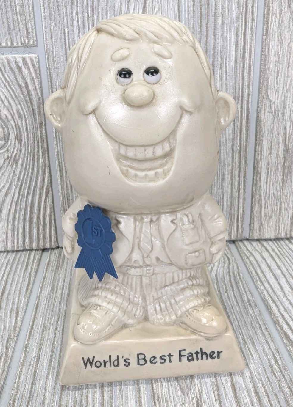Vintage World’s Best Father Figure Statue 70s R & W Berries Made USA Dad Award