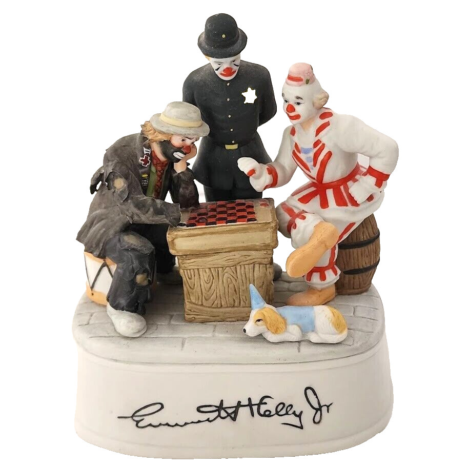 San Francisco Music Box Porcelain Emmett Kelly Jr Clown Game of Checkers