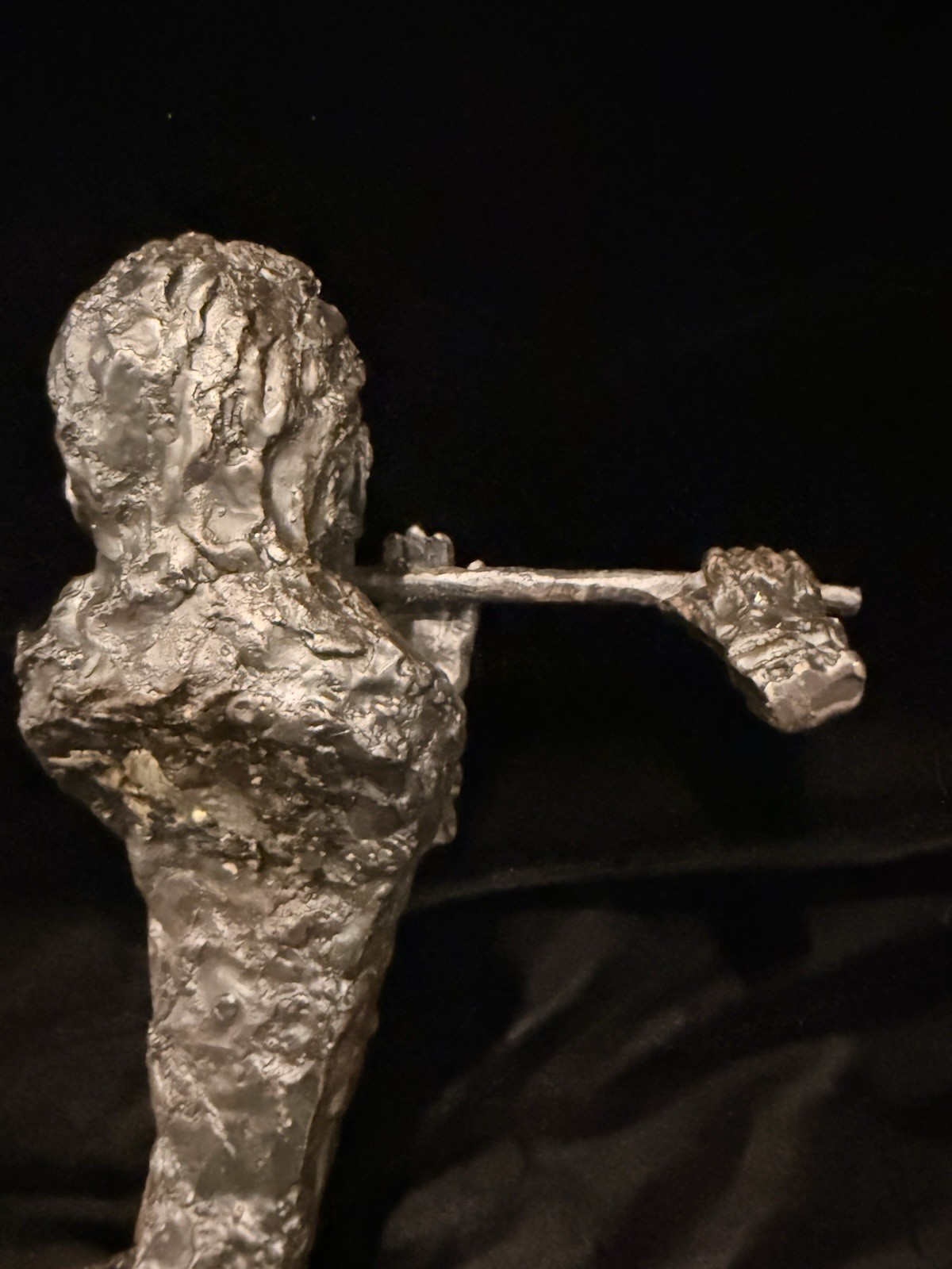 Vintage Modernist Flute Player Bust Sculpture Bronze Tone Metal Statue 10” Art