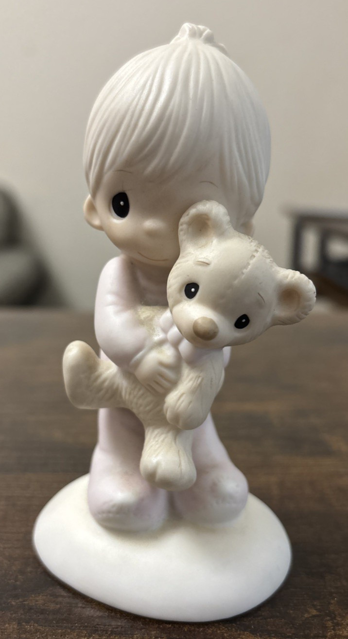Precious Moments Jesus Loves Me 1977 Boy with Teddy Bear Johnathan & David