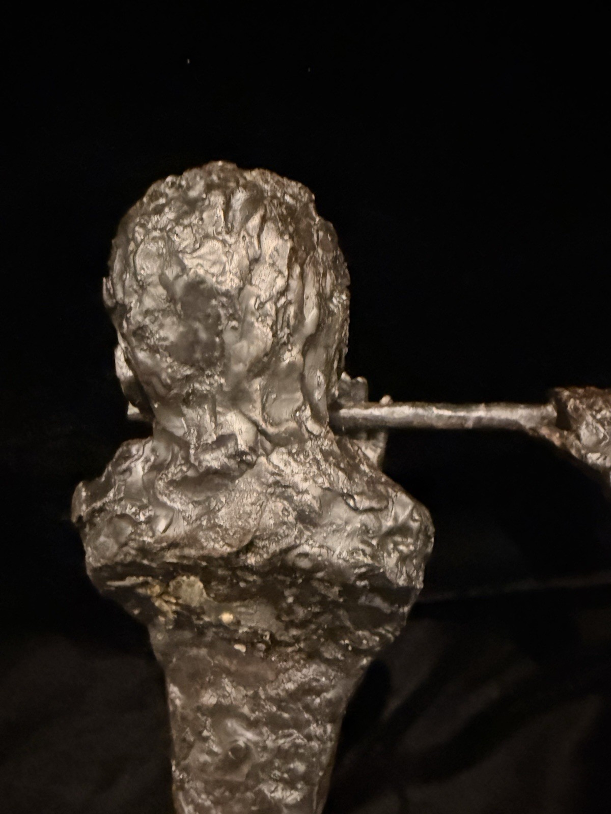 Vintage Modernist Flute Player Bust Sculpture Bronze Tone Metal Statue 10” Art
