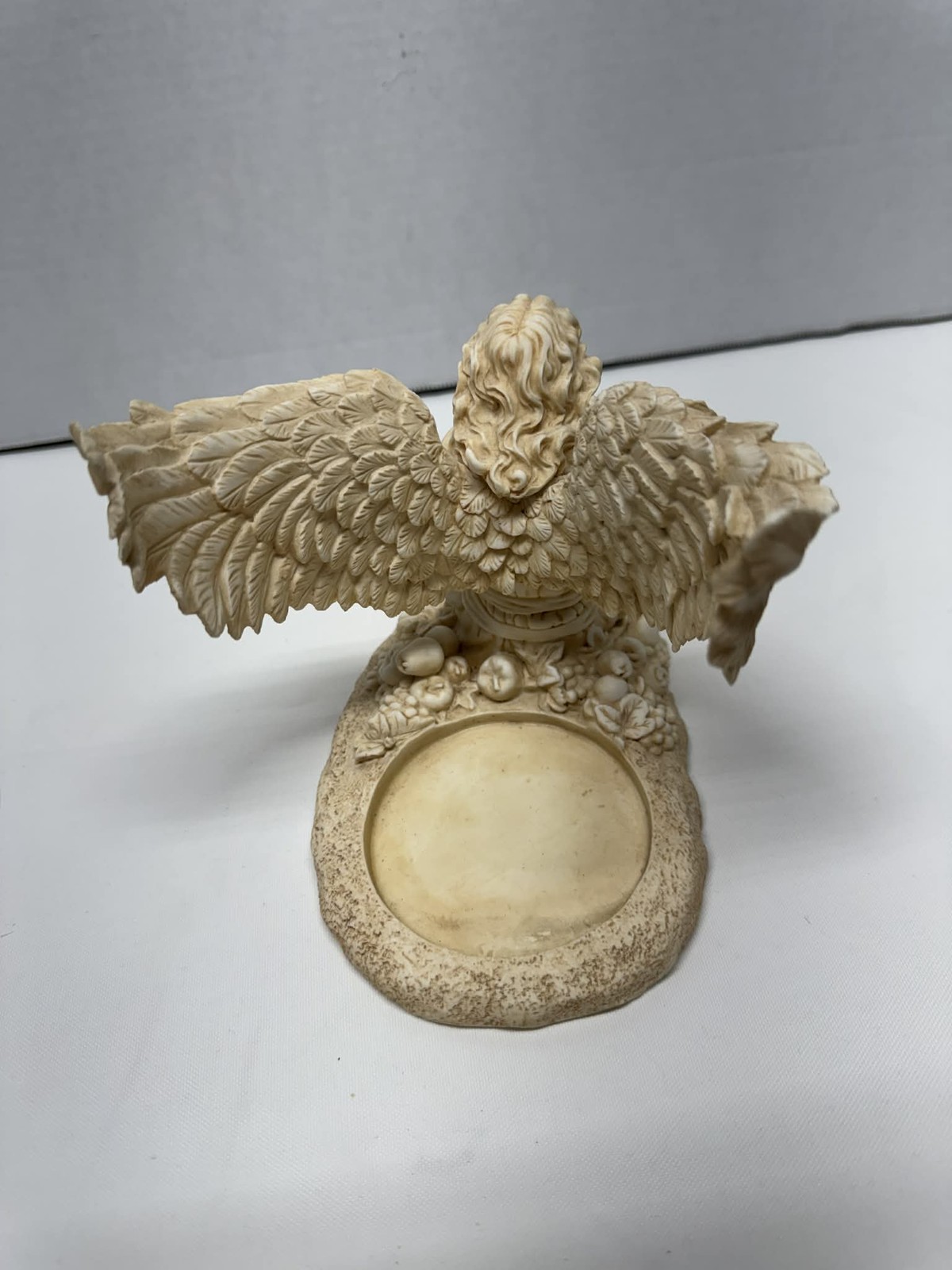Roman Inc. 1999 Angel Figurine Candle Holder Sculpture Beige Cream Winged