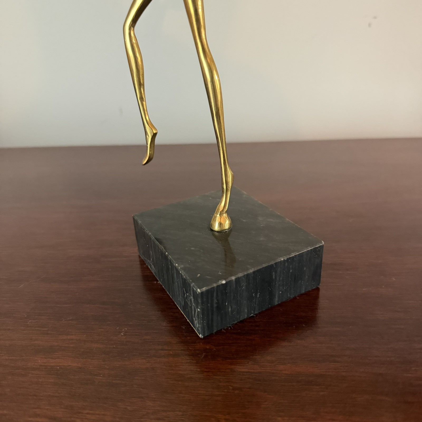 BALLERINA DANCING, “Lapointe” Large Antique Solid Brass, Granite Base, 13″ Art