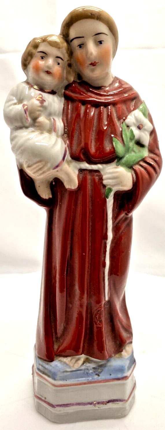 VINTAGE ST. ANTHONY CZECHIA FIGURINE 8″ HAND PAINTED c1930? Excellent
