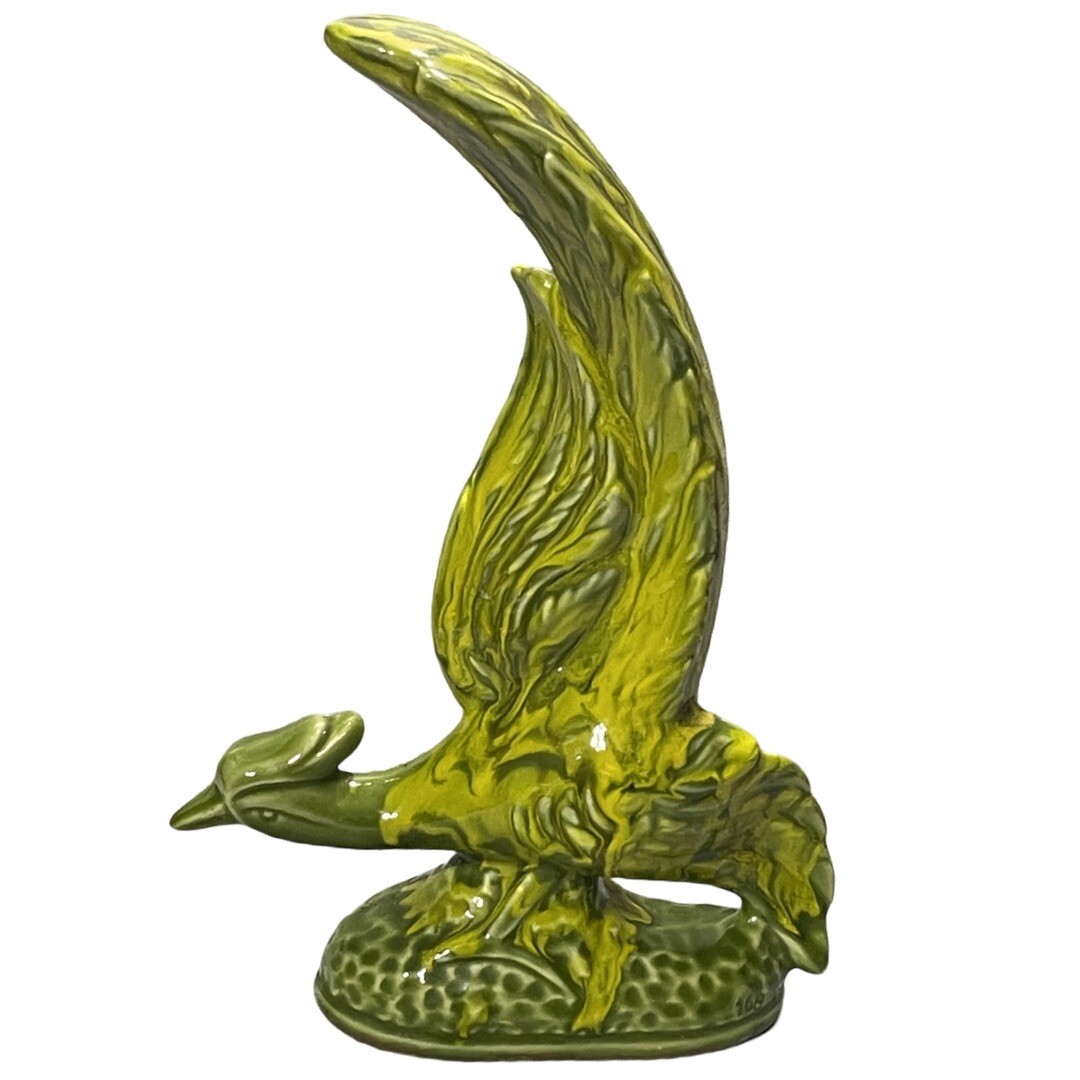 Vintage MCM Ceramic Pheasant Bird California Originals Green Yellow Bronze