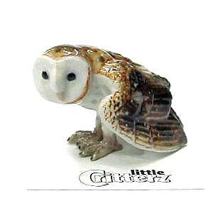 Little Critterz Owl – Barn Owl “Paleface” Bird – Miniature Porcelain Figurine