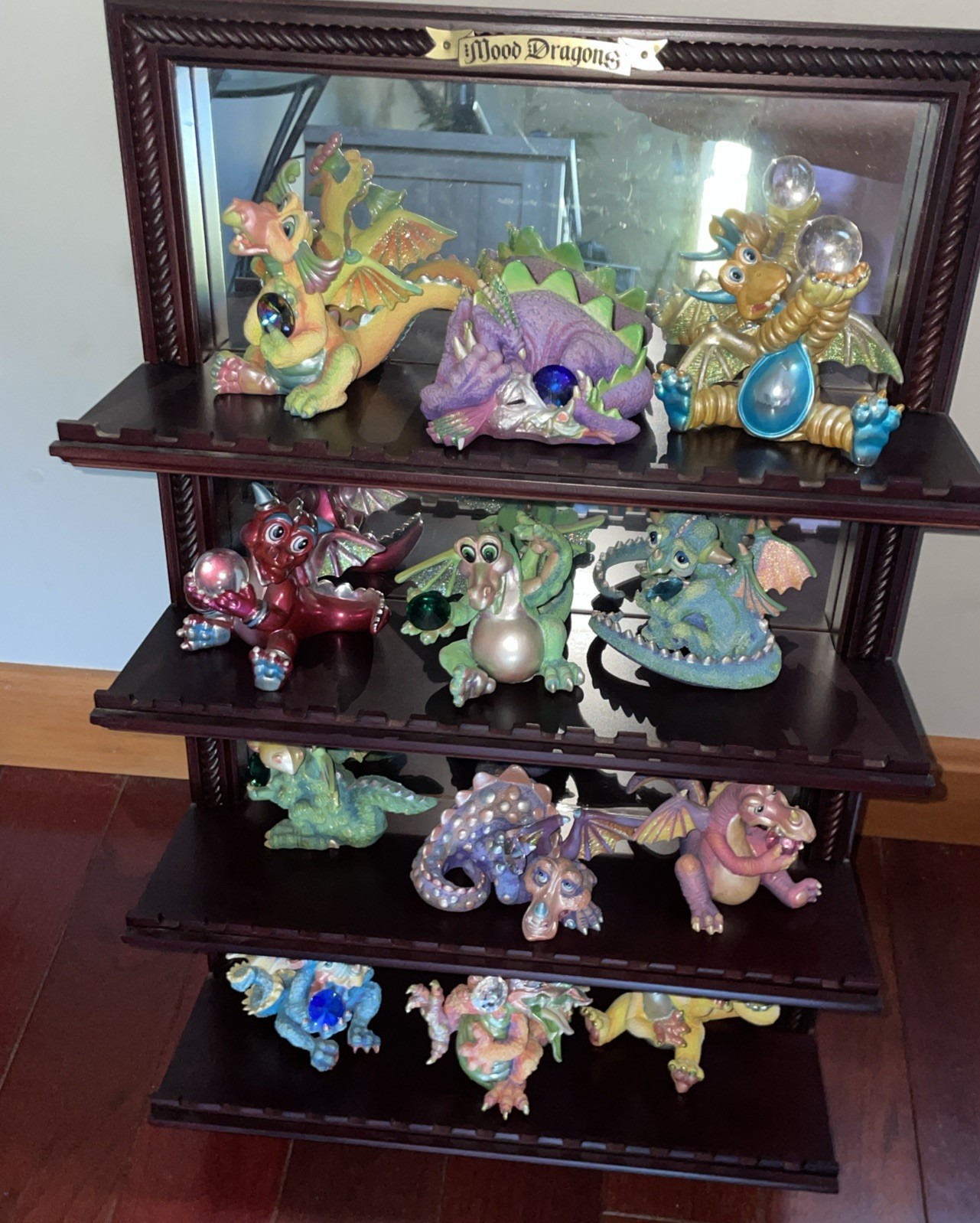 Franklin Mint Mood Dragon Figurine Collection with Display Shelf Perfect