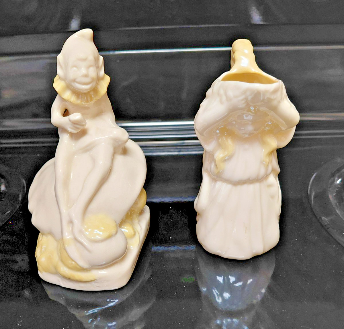 Belleek porcelain Leprechaun W/Cobb Tint & Undine Maiden or Fairy Pitcher PAIR