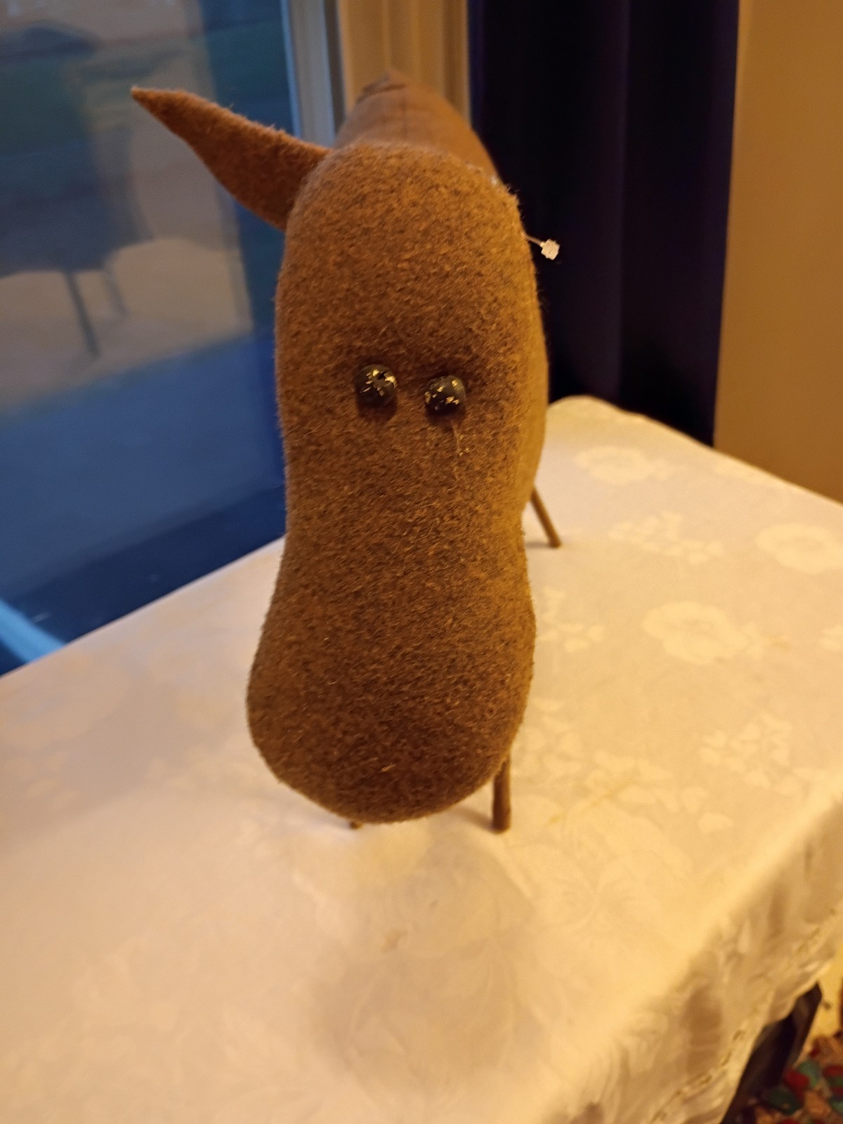 Large Handmade Country Lamb Solid Body/Thick Felt/Stick Legs/Bead Eyes16″Tx21″L