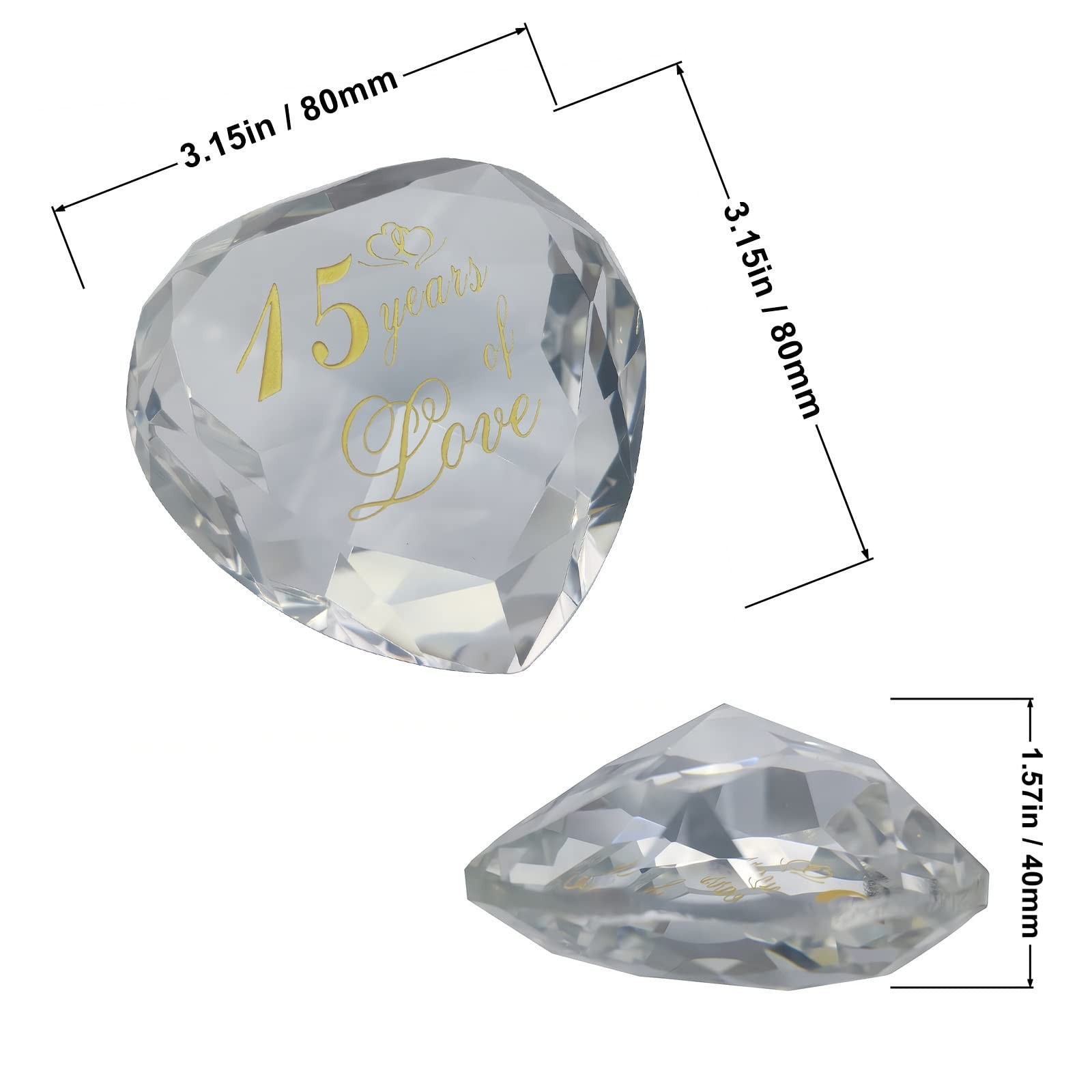 15th Wedding Anniversary Crystal Husband Wife, 15 Year Valentines Day Romantic