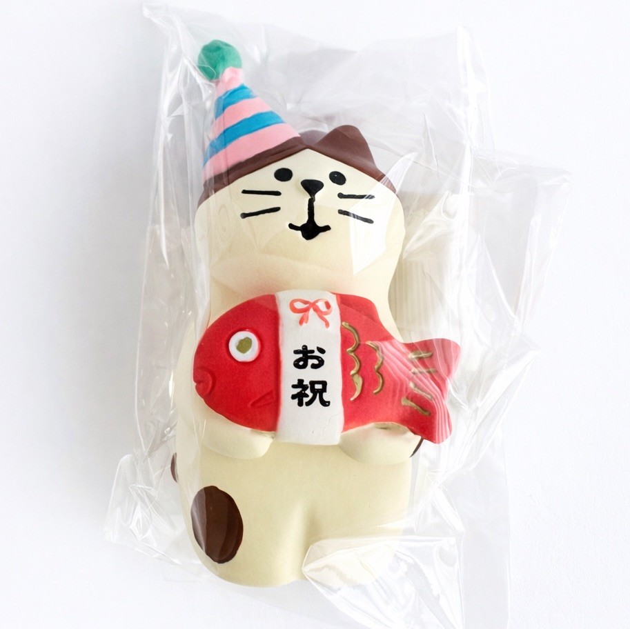 Authentic Decole Concombre Taiyaki Cat Figurine Happy Birthday Kawaii Cat
