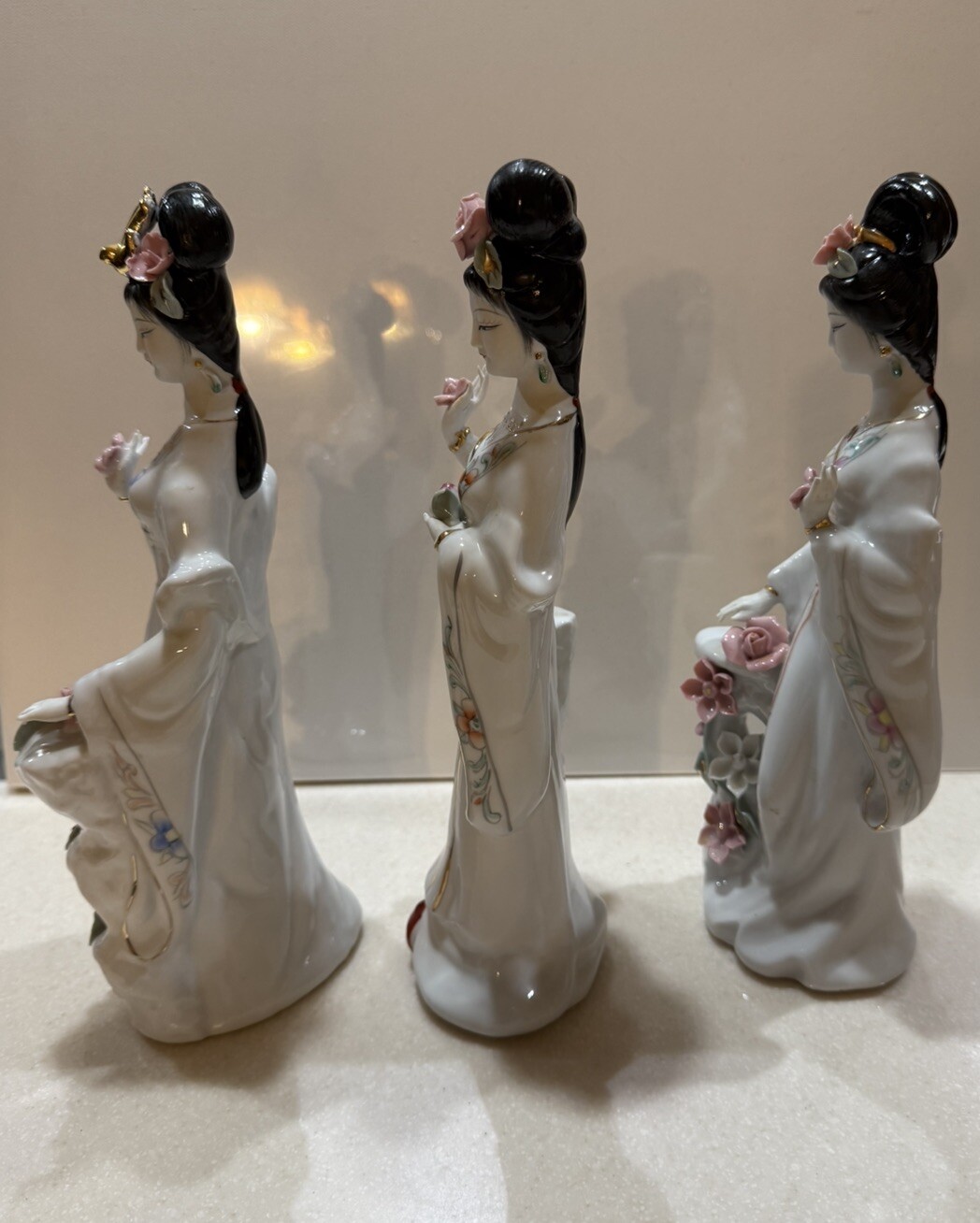 Beautiful (set of 3) Porcelain Geisha TRIO Hand Painted