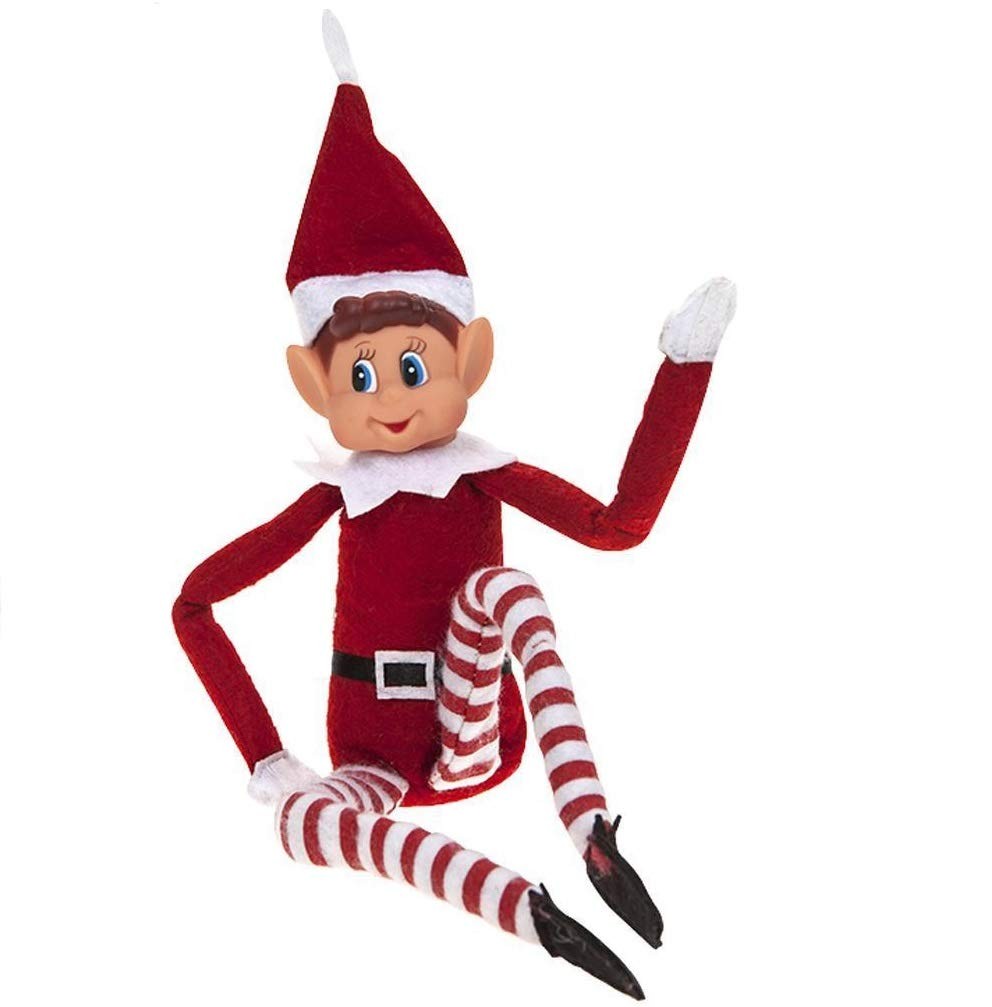 12 Inch Bendable Christmas Elf Doll Poseable Holiday Decoration Red Boy
