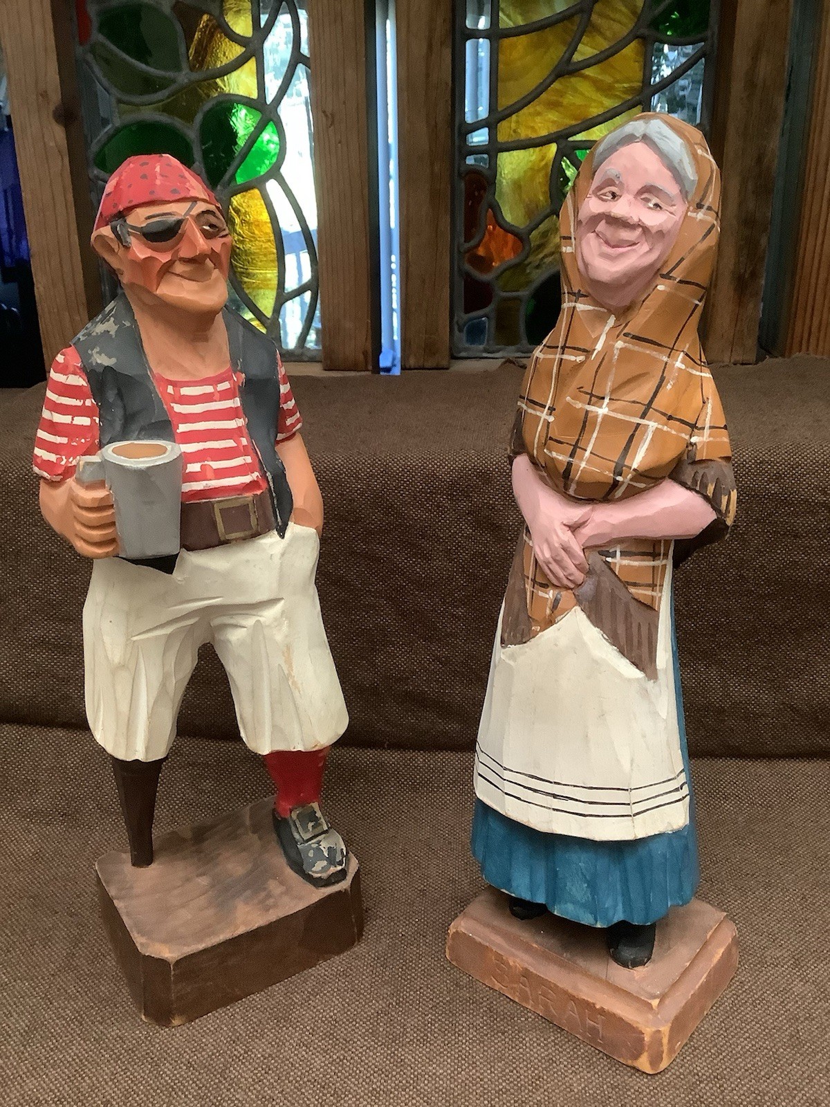 Sarah And Her Pirate Friend, Hand Carved Wooden Figures From The Hannah Family
