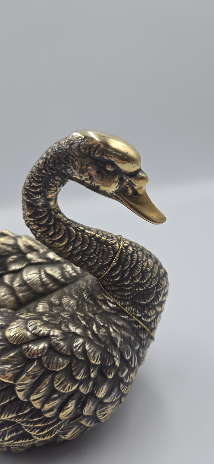 DArgenta Silver Sculptures Silverplate 24k Gold Plated Swan Figurine 5.25″