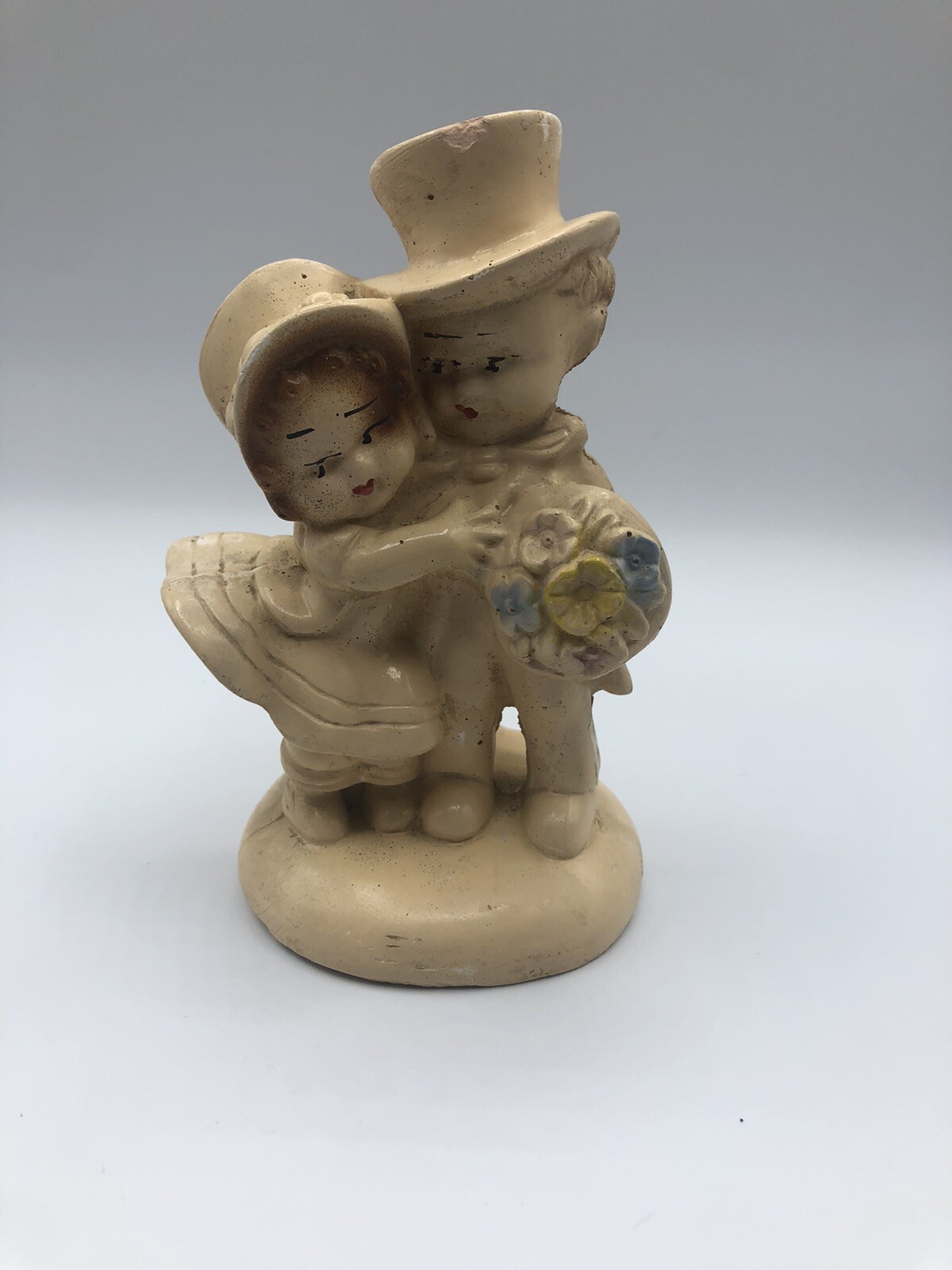 Vintage Chalkware Plaster Bride And Groom