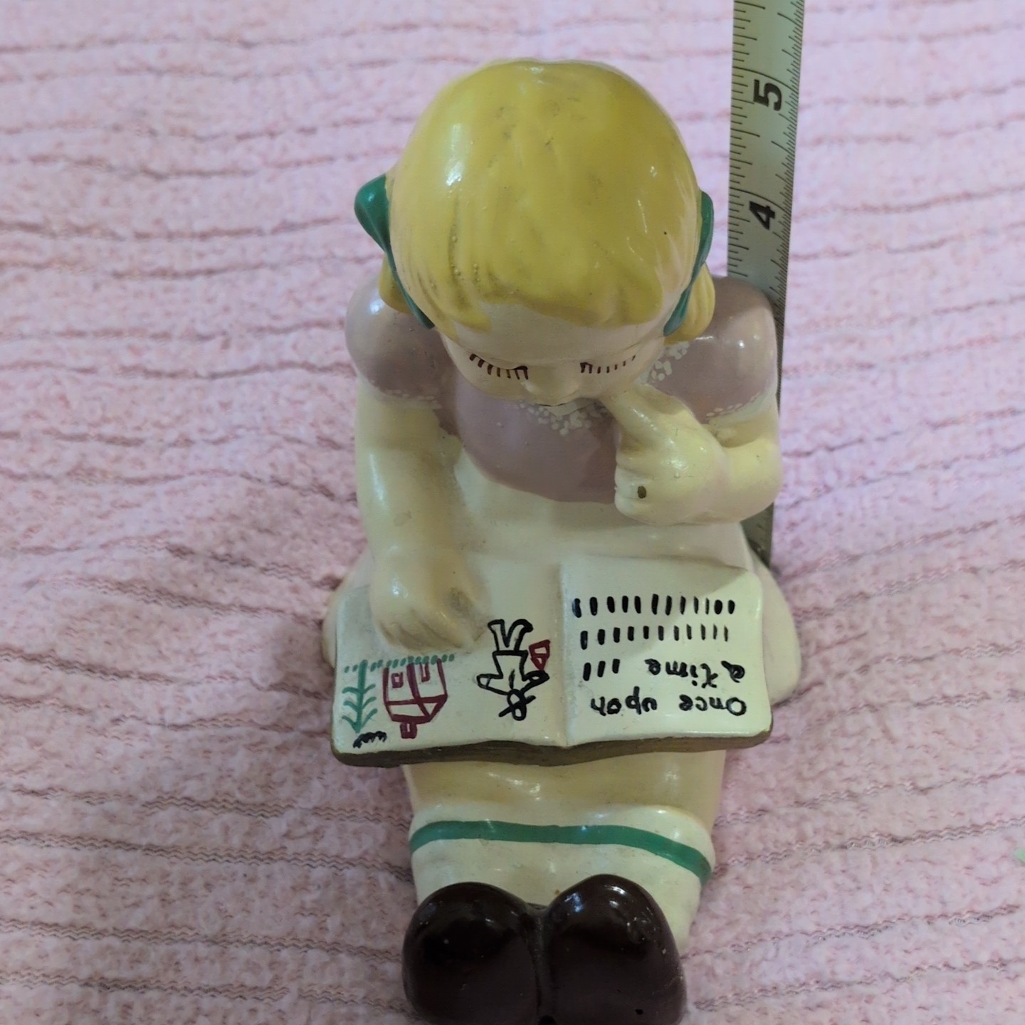 Vintage Coventry German Chalk Ware Girl Reading Book 5 1/2″ Figurine