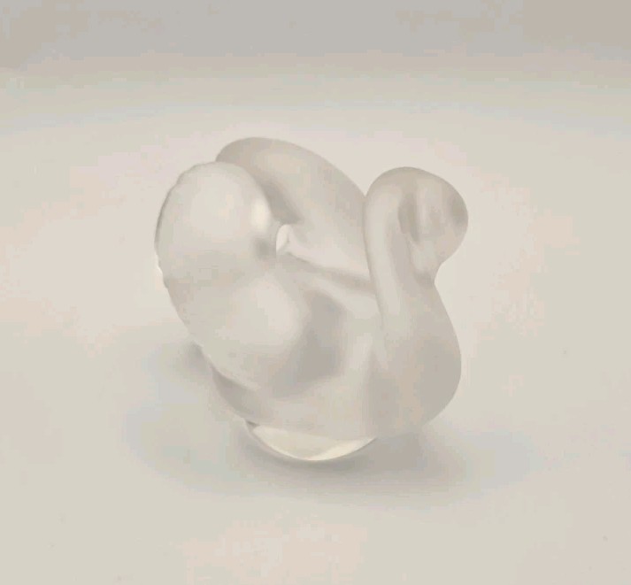 Lalique Crystal La Cygne Signed Miniature Frosted Swan Figurine VTG Perfect Cond