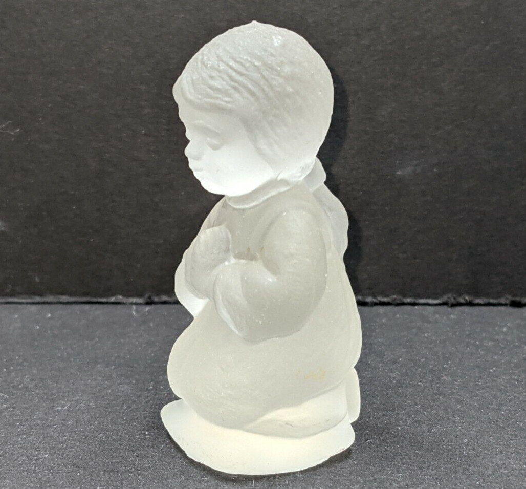 Goebel Clear Frosted Satin Glass Girl Figurine Bedtime Prayers W Germany VTG
