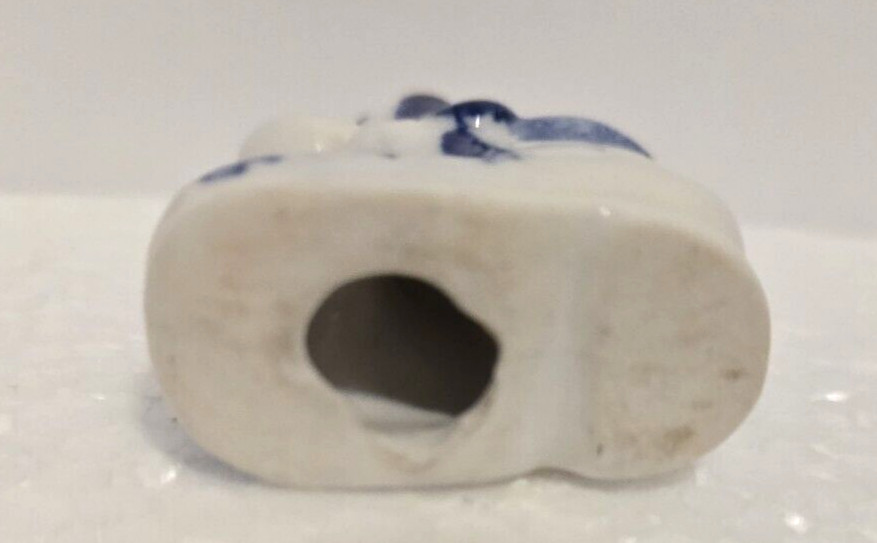 Vintage Blue Delft Ceramic Dog in Shoe Hand Painted 1.25 in x 1.25 in