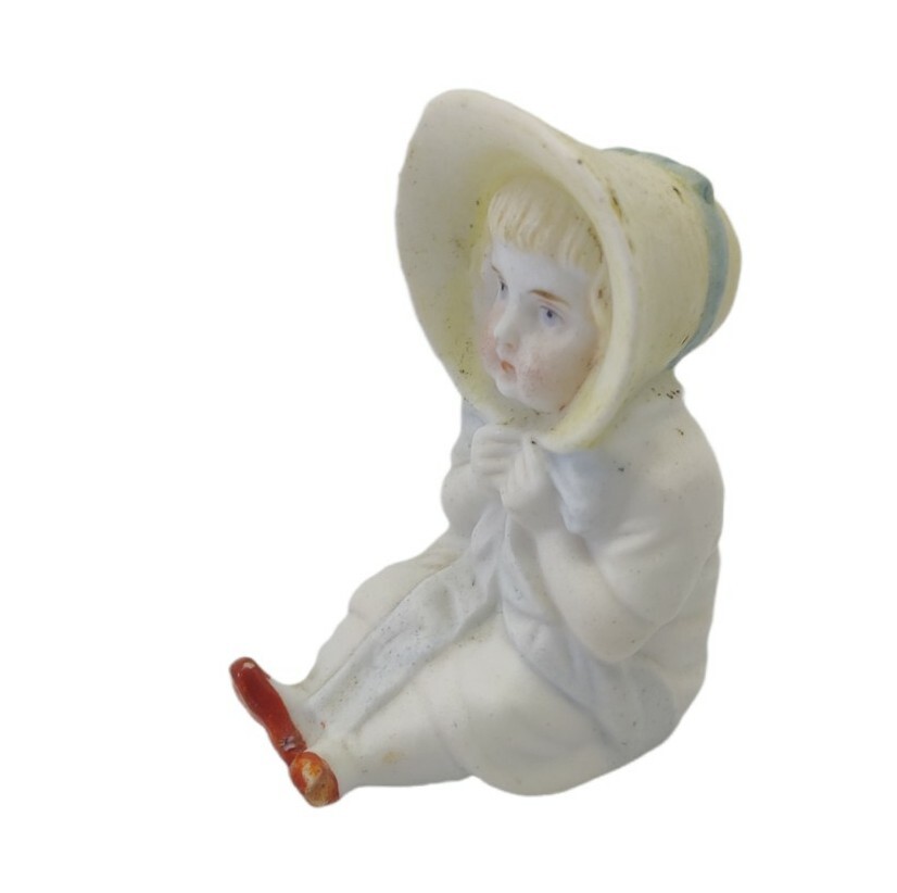 Small All Bisque Piano Baby Doll Miniature Figurine