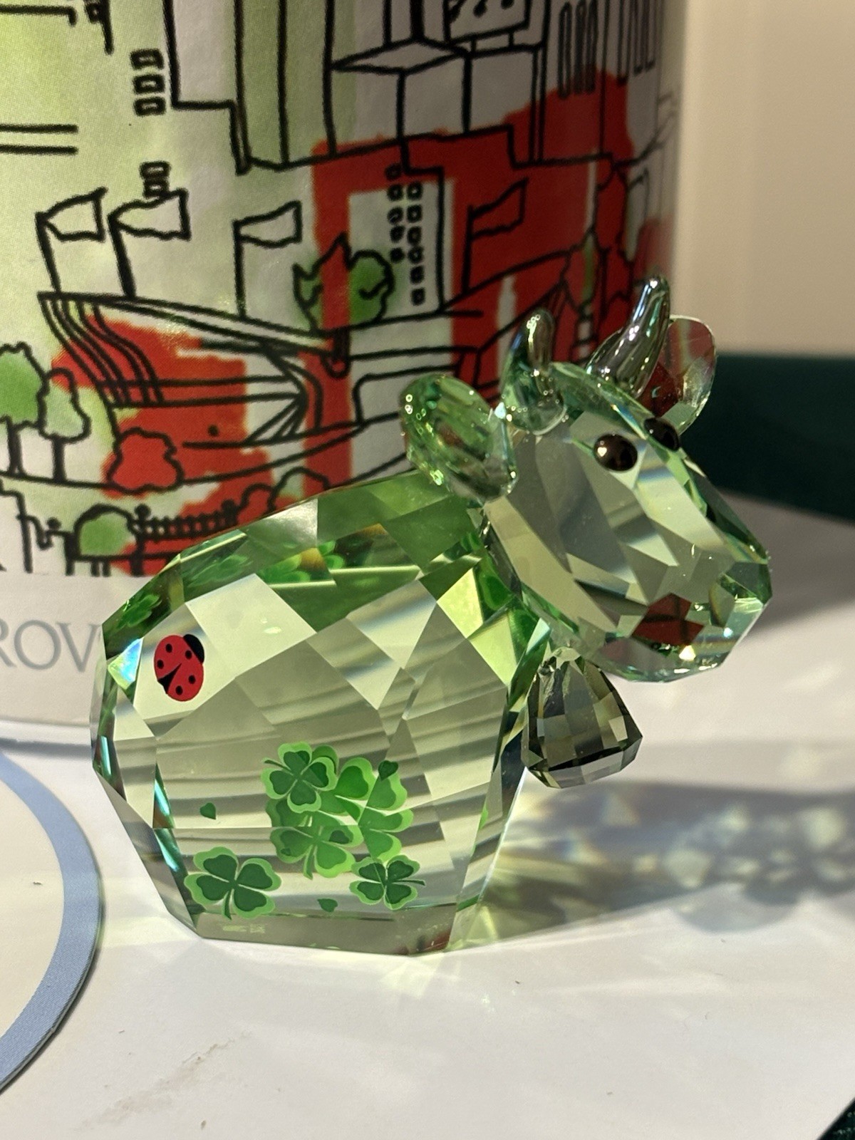 Swarovski Crystal 1096750 Lovlots Lucky Mo Cow Green In Box With Certificate