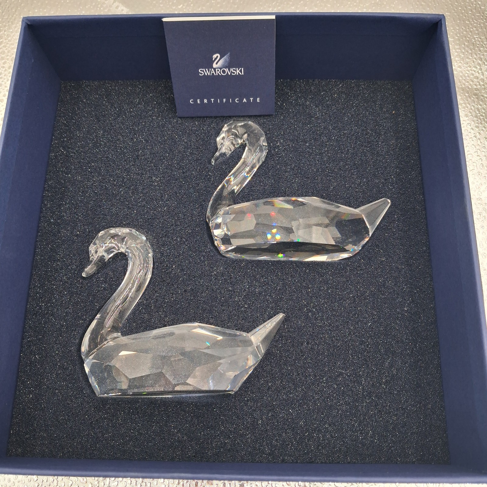 Swarovski Crystal Figurine FLIRTING SWANS Pair 837154 Original Box COA