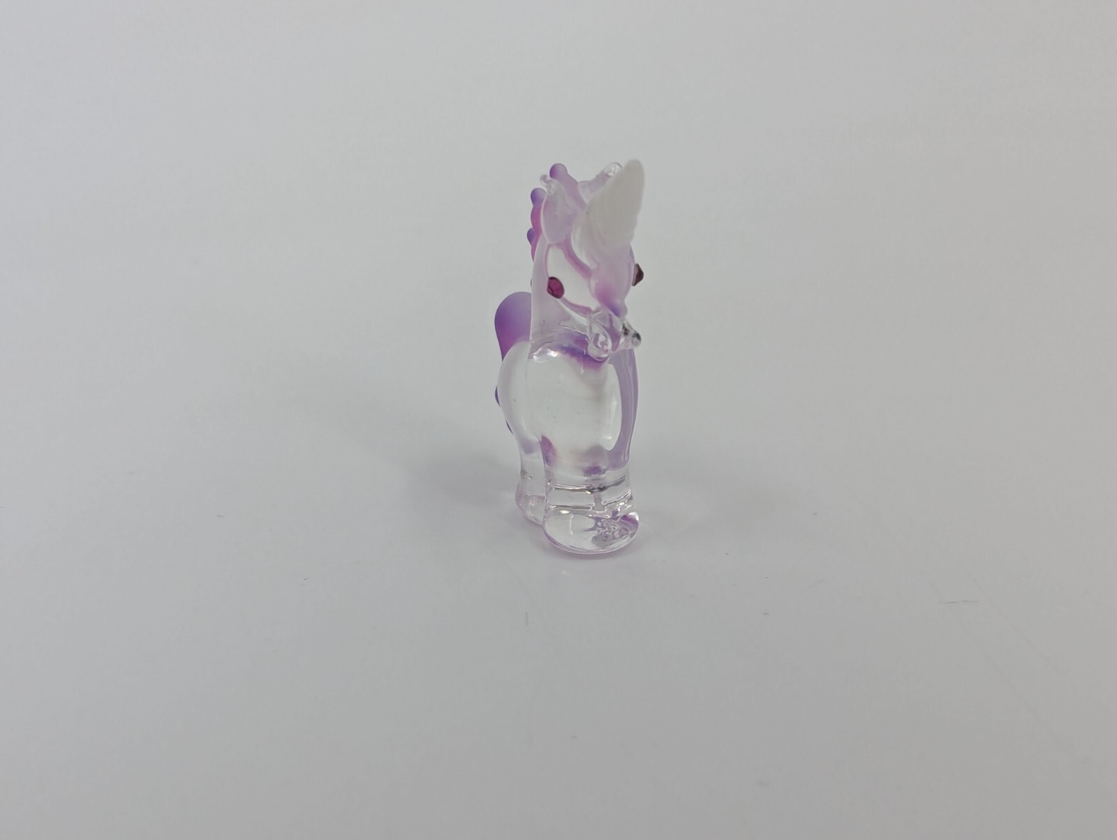 Sparkle Unicorn Glass Tiny Figurine Miniature with Eye Crystals and Pink Maine