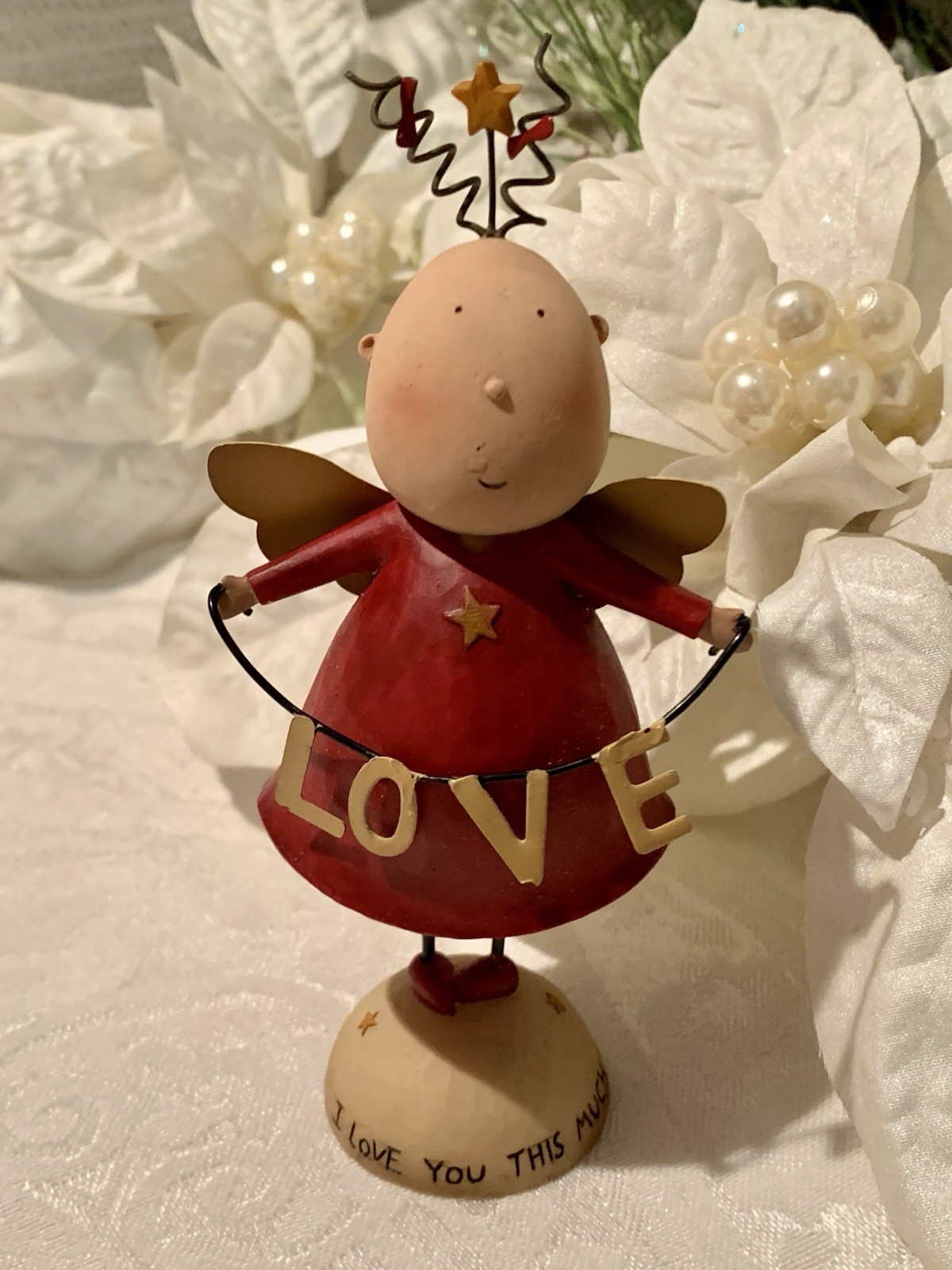 Blossom Bucket Dan Dipaolo Figurine Valentine I Love You This Much Angel 4”